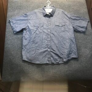 Coevals Club Button Down Shirt Mens 4XL Blue Excellent Western Cotton SS